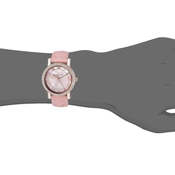 Michael Kors Women's Petite Norie Pink Leather Watch MK2683 - Picture 5 of 14